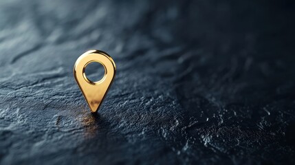 Icon Pin Location gold Gleaming gold location pin icon on a dark background, showcasing elegance and refinement in navigation design.