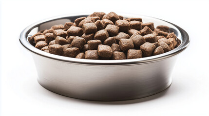 A close-up of a pile of high-quality dry dog food, emphasizing the kibble's texture, perfect for marketing dog food brands.