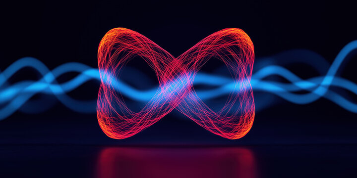 vibrant cosmic scene illustrating quantum entanglement with colorful waves