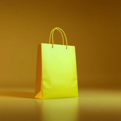 Vibrant Yellow Shopping Bag Mockup – High-Quality Paper Bag for Branding & Packaging