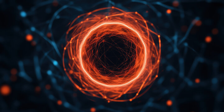 vibrant circular pattern representing quantum particles in superposition