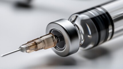 Close-up of a Medical Syringe Ready for Injection