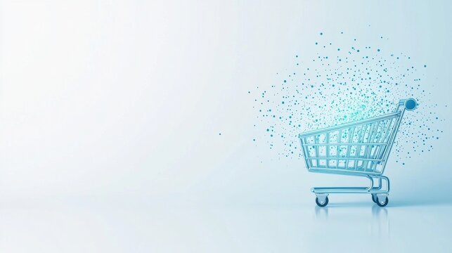 shopping cart network interface online shopping A shopping cart with dynamic network icons, illustrating the future of online retail platforms.