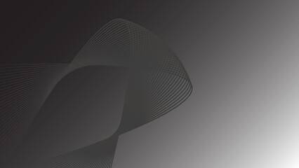 A dynamic abstract background featuring a fluid, ribbon like structure formed by delicate intersecting lines. The composition is enhanced by a sleek black too gray gradient