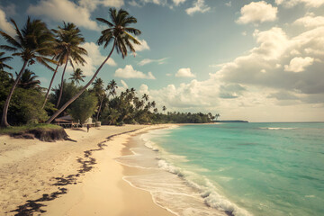 Obraz premium Tropical Beach with Palm Trees