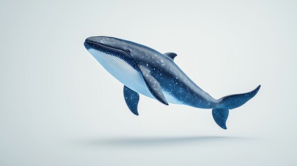 Fototapeta premium Pixelated Whale Leaping Against Light Gray Background