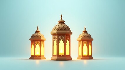 Fototapeta premium Ornate lanterns glow - serene reflection - religious celebration or cultural event