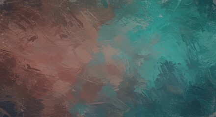 Fototapeta premium Abstract blend of teal and rust colors creating a textured background