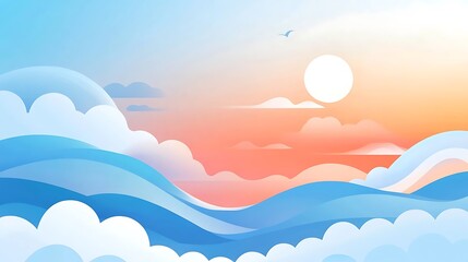 Obraz premium Serene Ocean Sunset Waves and Sky Scene