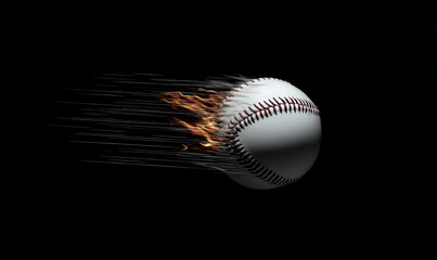 A leather softball on fire