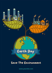 Poster illustration World Earth Day concept with globe. vector illustration design template. World Environment and ecology theme for poster, background or banner. Save the environment.