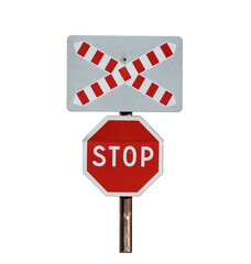 Railroad crossing sign isolated on the transparent background