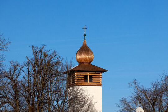 Historical Bell Tower in Rural Landscape