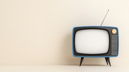 Retro Television Against Light Beige Wall