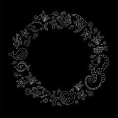 Wreath border with sea life