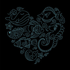 Heart shaped sea life design
