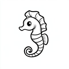 Fototapeta premium Seahorse with bandage on back floating in black and white smooth water