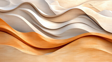 Obraz premium Wind swept dunes texture with angular sand ripples in warm earthy tones, creating mesmerizing abstract landscape with flowing curves and layered waves