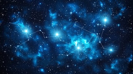 Deep Space Scene with Bright Stars and Cosmic Clouds in Galaxy