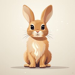 Obraz premium Minimalistic Vector Rabbit in Pale Tones with Flat Style Illustration