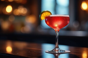 Sparkling cocktail, main course blurred background, food, image, elegant