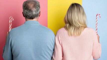 Couple enjoying festive holiday spirit.