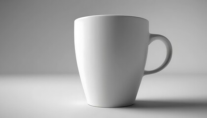 White Mug Close-up on a Gray Background Simple Drinkware Still Life
