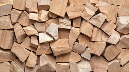 Close up of chopped wood pieces