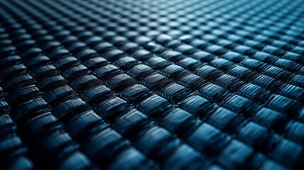 Fototapeta premium Close-Up View of Textured Blue Surface with Woven Pattern