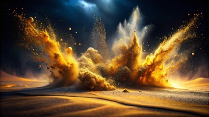 Dramatic Gold Sand Explosion on Dark Background - Urban Exploration Photography Art