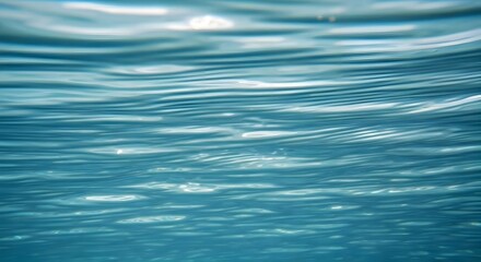 Naklejka premium Underwater soft blur with sunlight dancing through water ripples, AI Generated