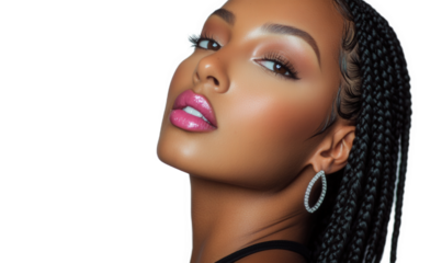 A front facing photo of a fashionable African American woman's face