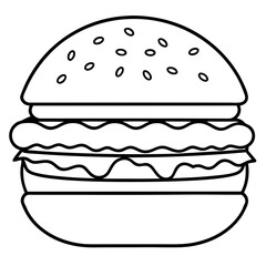Stylized Burger Outline Vector Illustration