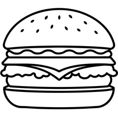 Stylized Burger Outline Vector Illustration