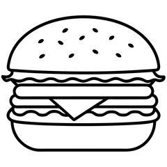 Stylized Burger Outline Vector Illustration