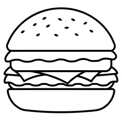 Stylized Burger Outline Vector Illustration