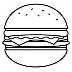 Stylized Burger Outline Vector Illustration