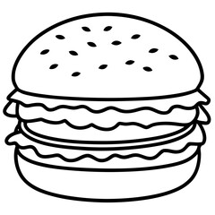 Stylized Burger Outline Vector Illustration