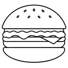 Stylized Burger Outline Vector Illustration