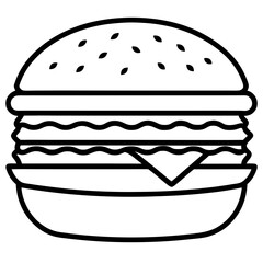 Stylized Burger Outline Vector Illustration