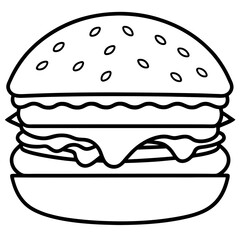 Stylized Burger Outline Vector Illustration
