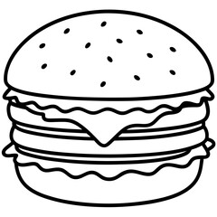 Stylized Burger Outline Vector Illustration