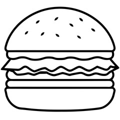 Stylized Burger Outline Vector Illustration