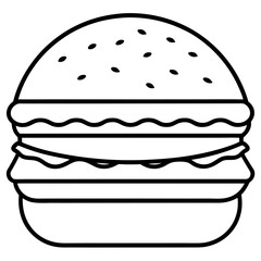 Stylized Burger Outline Vector Illustration