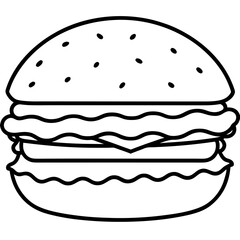Stylized Burger Outline Vector Illustration