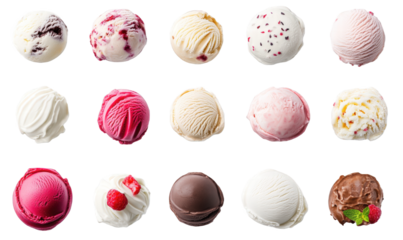 Colorful cream chocolate ice cream balls