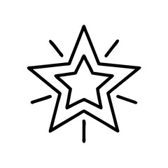 Obraz premium Star icon shining brightly with rays in a black outline, modern design.