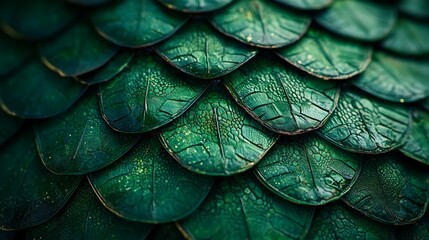 Obraz premium Close-Up of Green Leaf Texture with Intricate Natural Patterns