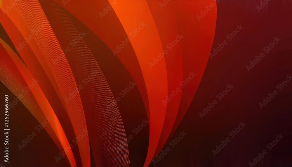 Poster abstract red fabric texture with layered curves in dynamic motion, minimalist background for graphic design and presentation
