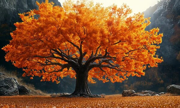 beautiful tree of life with autumn colors